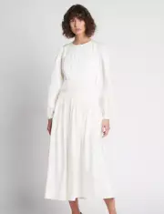New Aje Tidal Tucked Midi Dress Ivory Size 10
