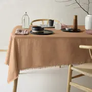 Vintage Design Burnt Orange Gypsy Linen Cotton Tablecloth Terracotta 150*230cm