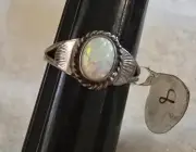 Native American White Opal Ring Size 8 NWT