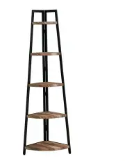 [IHOMDEC] 5 Tier Industrial A Shaped Corner Bookshelf Retro in Brown