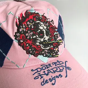 美國百分百【全新真品】ED HARDY 帽子 骷髏 個性 刺青 刺繡 ED 網帽 配件 女帽 粉紅色 B326