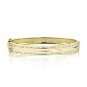 Baguette Diamond Bangle 14K Yellow Gold Bracelet Womens Channel Set Clasp Lock