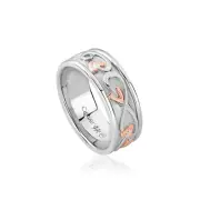 Clogau Welsh Silver & 9ct Rose Gold Tree of Life Band Ring Size L £170 off New