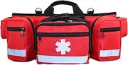 Waist Aid Kit Pack | Red Aid Kit Bag Large Capacity Pack for Waist,Multi-Pocket Aid Kit Storage Bag Zippered Utility Pack with Handle for Hiking, Car