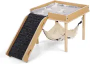 Guinea Pigs Hammock with Wooden Stand, Wooden Guinea Pig Bed with Stairs Dura...