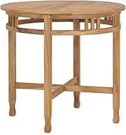 Round Solid Teak Wood Dining Table for Kitchen, Room, Farmhouse or Dinner, 80 cm Diameter - Weather Resistant Extendable Dining Table