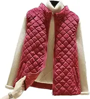 [Bewellan] Women's Winter Velour Slim Short Waistcoat Thick Warm Black Classic Snowwear Parkas Vestes Korean Casual Sleeveless Jackets Claret L 45-50kg