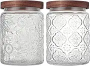 SNGKMSYG Vintage Glass Jar With Airtight Lid, Kitchen Glass Food Storage Containers Mason Jars for Cookie, Candy, Sugar, Coffee, Beans, Tea, Oats, Flour, Grains, Delicate Food Storage Jar