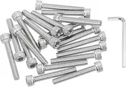 uxcell 20 Pcs M6 x 40mm Hex Socket Head Cap Screws Bolts, 304 Stainless Steel Socket Drive Machine Screws with Hex Wrench, Full Threads