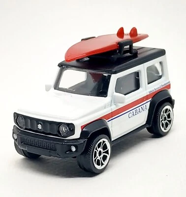 Majorette Suzuki Jimmy White + Surfboard Cabana 1:53 3" no Package