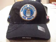 UNITED STATES AIR FORCE EMBROIDERED BLACK BASEBALL HAT CAP HOLOGRAM DECAL
