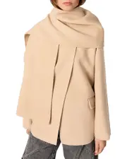 Maje Double-Faced Coat with Scarf