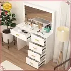 Large Dressing Table with Dimmable Mirror Makeup Vanity Desk White Dresser Desk