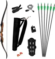 Takedown Recurve Bow and Arrow Set - 62 Inch Complete Ready-to-Use Longbow Ar...