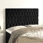 Upholstered Velvet Headboards for Bed Frame, Set of 4 Black Panels, Adjustable Height, 80cm Wall Mounted Support