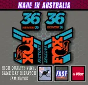 FOX Factory 36 style Fork Decals Stickers Ocean Blue/Orange/Black Laminated