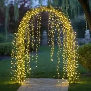 Christmas Outdoor Waterfall Lights, 200 LED Fairy Vines Branch Lights, 10pcs x 2M Fairy String Lights for Chtristmas Garden, Fence Tree Decor