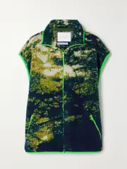 [Conner Ives] Conner Ives - Printed Fleece Gilet - Green - large large Green