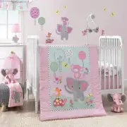 Bedtime Originals Twinkle Toes Jungle Elephant 3 Piece Bedding Set, Pink/Whit...