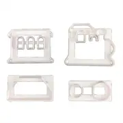 4 Pieces Cookie Stamps Cookie Embossing Moulds Cookie Cutters Silicone Material