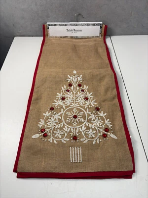 Lined Jute Burlap Table Runner Holiday Christmas Tree 14x72 Country Rustic NEW