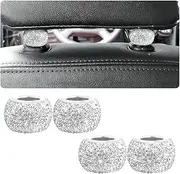 BELOMI 4 Pack Car Headrest Collars, Bling Car Head Rest Collars Rings Decor, Rhinestone Car Head Rest Collars, Diamond Interior Car Seat Accessory (White)
