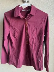 FORAY GOLF Red Half Button Collar Long Sleeve Women’s size Small