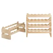 Bunpeony Modular Wine Rack 36-Bottle Stackable Wobble-Free Light Brown Pine Wood