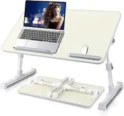 LapDesk, Adjustable Laptop Table, Foldable Laptop Bed Desk, Portable Bed Tray Laptop Desk for Eating, Reading, and Working (White)