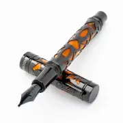 Endura Deco Crest Fountain Pen in Orange with Rose Gold Accents – Medium Nib,...