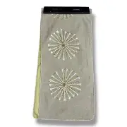 New Rachel Zoe Burst Gold White Embroidered Beaded Natural Tan Table Runner