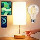 Bedside Table Lamp,Touch Control Table Light for Bedroom Wood 3 Way Dimmable