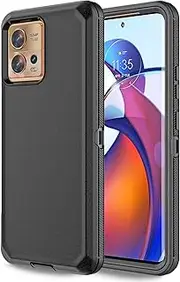[Anloes] Case for Moto Motorola Edge 30 Fusion 5G/S30 Pro 5G, Defender Phone Case Heavy Duty Shockproof Rugged Protective, 3 in 1 Bumper Cover (Black)