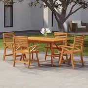 5 Piece Garden Dining Set Solid Wood Acacia, Furniture Sets, Patio Furniture
