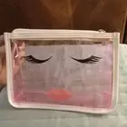 MARY KAY SEE THROUGH COSMETIC BAG WITH PAINTED FACE ON FRONT