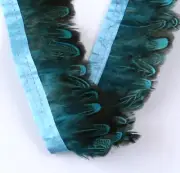 Aqua Blue Pheasant Feather Fringe Ribbon Trim Tassel Price for 30cm DIY Craft
