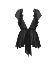 Chloé Sheer Detailed V-Neck Top FR38 black