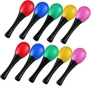 Vaveren 10x Maracas Hand Rattle Shakers Easy to Play Percussion Handpainted Party Shaker for Live Kids Children Entertainment
