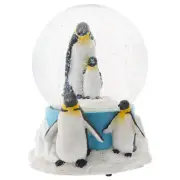 Yellow Neck Penguin Family 100MM Musical Water Globe Plays Wonderful World