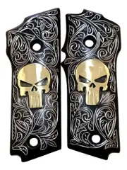 Cachas Smith & Wesson Caliber 9mm Model 59 100dm Punisher Skull Grip MADE MEXICO