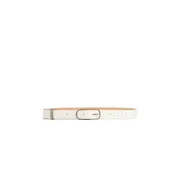 [ZIGGY CHEN] Oval Buckle Leather Belt White