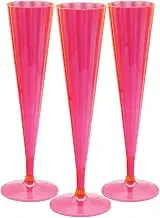 Party Essentials 20 Count Hard Plastic Twopiece 5 oz Champagne Flutes, Neon Pink