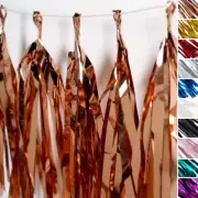 Metallic FOIL TASSELS Hanging GARLAND Fringe Banner Party Decorations Supplies