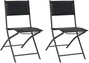 Folding Chairs, Outdoor Furniture for Backyard Deck 2 pcs Steel and Textilene