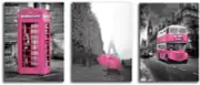 Pink Paris Theme Room Decor Wall Art Paris Eiffel Tower Bedroom Black Pink Set 3
