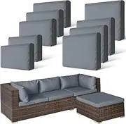 9 Pcs Waterproof Patio Cushion Covers for Outdoor Sectional Furniture Wicker Rattan Patio Sofa Couch Chair Seat Pillow Slipcovers, 3 Sizes Covers Only (29 x 29 x 3,Dark Gray)