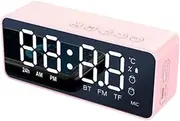 SCHAAN G50 Wireless Bluetooth Speaker with Alarm Clock FM Mini Card Temperature Display Mirror Audio Pink Durable High Guality