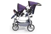 Bayer 73cm Twin Tandem Doll Pram Stroller Blue Pink 3y+ Kids Pretend Parent Toy