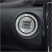 BELOMI 2 Pcs Bling Car Engine Start Stop Button Decorative Ring, Crystal Rhinestone Push Start Button Protective Decal, Bling Car Accessories for Wowen (No Hole/Multicolour)
