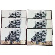 Park B. Smith Tapestry Cat Placemats Needlepoint Gray Kitten Cat Set of 6 NEW